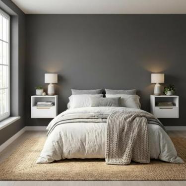 Imagem de Kit 2 Mesas de Cabeceira Suspensas Branco Pérola