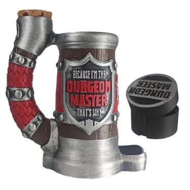 Imagem de TCGADVN Conjunto de caneca DND com torre de dados, copo de dados DnD com armazenamento, suporte para bebidas 12/473 ml, acessórios DND para jogadores, melhor presente para amantes de jogos RPG (DM