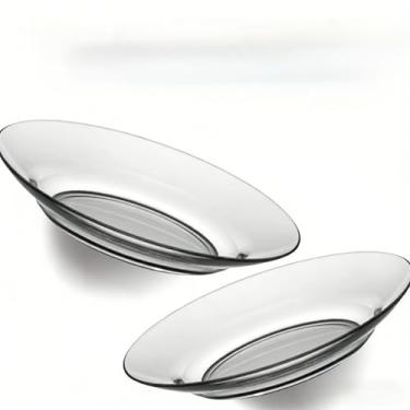 Imagem de Conjunto de 12 Pratos de Fundo de Vidro Transparente - Resistente para Almoço, Jantar, Casa e Eventos, Utensílios Práticos de Mesa (Kit 12 Pratos)