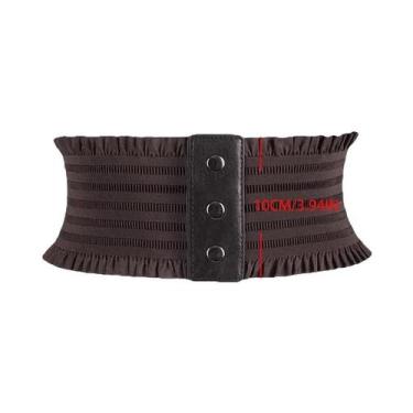 Imagem de Cintura Larga Elegante Com Três Fivelas E Ruffles Para Vestido Feminin