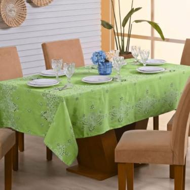 Imagem de Toalha de Mesa Rustica Premium Retangular, 2,10 M x 1,40 M, Tecido Linhão, Composição 65% Algodão e 35% Poliéster 6 Lugares (Ilha Madeira Verde)