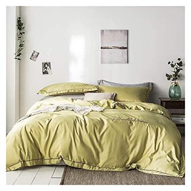 Imagem de Conjunto de capa de edredom de seda acetinado tamanho king size macio e sedoso 4 peças conjunto de capa de colcha solteiro king tamanho duplo moderno – macio 100%
