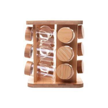 Imagem de Porta Temperos Porta Codimentos Giratório 12 Potes 80ml Organizador de Condimentos para Cozinha