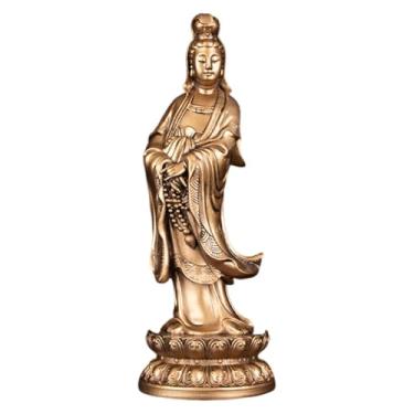Imagem de KiBcsLic Estátua de Guan Yin, Arte Tradicional Chinesa, Decoração, Ornamento, Artesanato Feng Shui para Lareira, Armário, Corredor, Estante, Mesa, Bronze