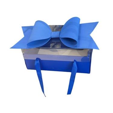 Imagem de predolo Caixa de presente transparente com tampa para o Dia dos Namorados, ideal para arranjos de flores e chocolates, perfeita para o Dia Mães e para, Azul