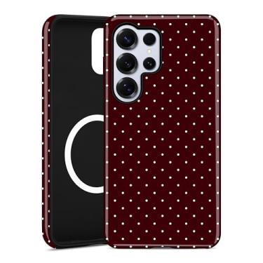 Imagem de Aitipy Capa de telefone magnética de bolinhas para Samsung Galaxy S25 Ultra, compatível com MagSafe, linda borgonha, bolinhas vermelhas, estética, TPU macio e policarbonato rígido, capa protetora à