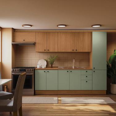 Imagem de Cozinha Modulada Pixel Kappesberg 100% MDP Canela/Verde Frevo/Canela 330cm
