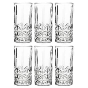 Imagem de Jogo 6 Copos de Vidro Moon Stone 360ml Bebidas Drinks Suco Água Luxo R