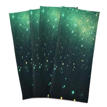 Imagem de xigua Conjunto de 6 panos de prato de cozinha noturnos verdes estrelados, macios e altamente absorventes de secagem rápida para limpeza de pratos e limpeza à mão, 71 x 45 cm