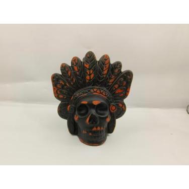 Imagem de Apito da Morte Asteca - Grito Humano Alto - Apito de Grito Fantasma para Halloween, Pegadinhas, Decoração, Autodefesa - Cerâmica Artesanal (Preto e Laranja)