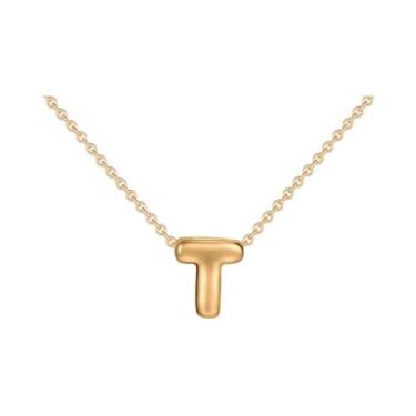 Imagem de Colar Feminino Banhado a Ouro 18K Com Letra Inicial Em Formato De Bolh