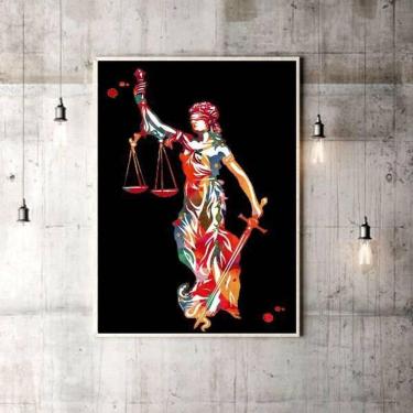 Imagem de Quadro Deusa da Justiça 45x34cm - Moldura Branca com Vidro