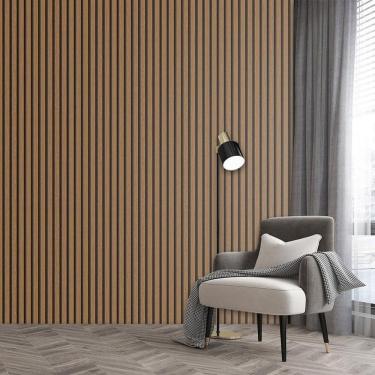 Imagem de Papel De Parede Ripas De Figueira Marrom Adesivo Lavavel