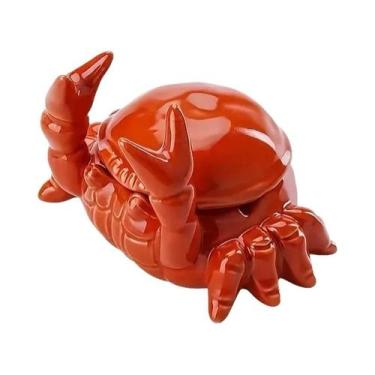 Imagem de Cinzeiro De Cerâmica Em Formato De Caranguejo Com Tampa, Decoração Par