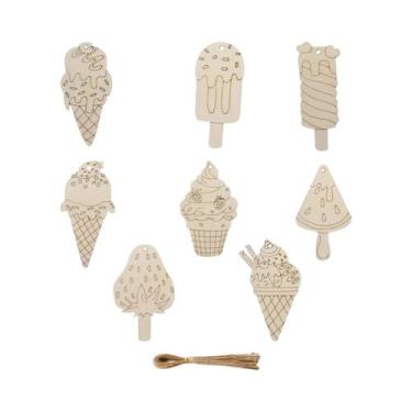 Imagem de 16 Peças De Artesanato De Picolé De Madeira Não Pintadas, Enfeites Par