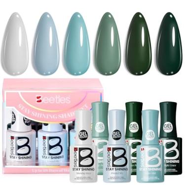 Imagem de Conjunto de esmalte de gel verde Beetles – Stay Shining Urban Oasis, 6 cores, verde escuro, azul, cinza, polonês, esmalte de gel UV, faça você mesmo, presente de qualidade em casa para mulheres