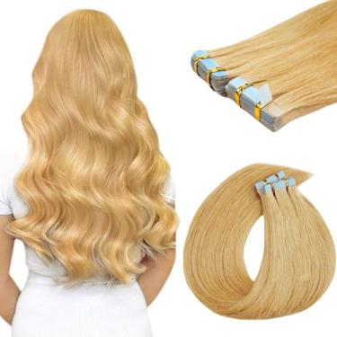 Imagem de Extensões de cabelo com fita adesiva de 45,7 cm, extensões de cabelo humano invisível, fita reta para mulheres, 20 peças/50 g, trama de pele sem costura, fita de extensão de cabelo real, cabelo humano