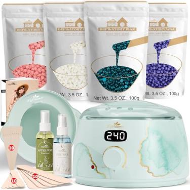 Imagem de Lifestance Kit de depilação para mulheres e homens – Aquecedor digital L3 Serene Gold, forro de panela de cera de silicone, kit de remoção de pelos com contas de cera dura de 400 ml e spray de óleo