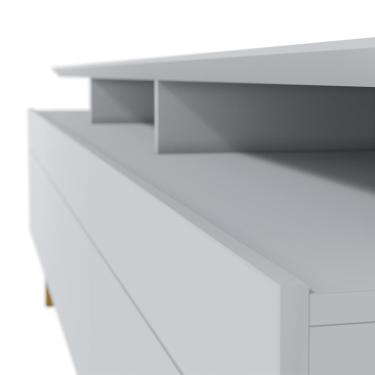 Imagem de Rack Bancada 3 Gavetas com Nicho 218cm Amy Branco Acetinado - Gran Belo