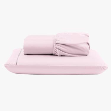 Imagem de Jogo de Lençol Peletizado 400 Fios Solteiro 2 Peças Casa - Hotel - Pousada Barato - Rosa