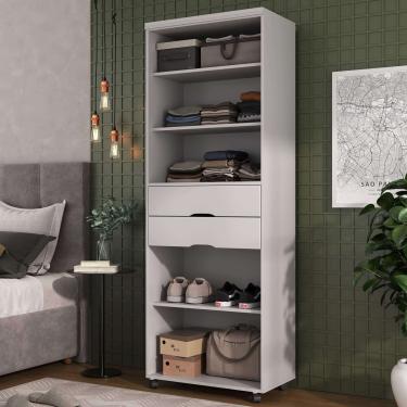 Imagem de Estante Multiuso 2 Gavetas com Prateleiras 1340 Ilan Branco