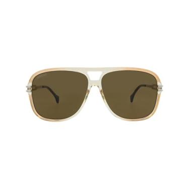 Imagem de Gucci Óculos de sol Aviator – Acessório de moda exclusivo com proteção UV – Estilo icônico e artesanato superior, Laranja, prata, castanho-gg1105s-30012813-002, NS