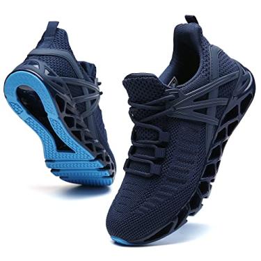 Imagem de FRSHANIAH Tênis Feminino Slip-On Para Corrida, Blade, Fashion Caminhada, Academia, Treino, Azul Marinho, Tamanho 11