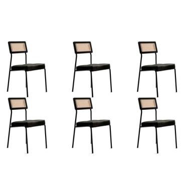 Imagem de Kit 6 Cadeiras De Cozinha 1741 6 Uni Preto Grafite Preto