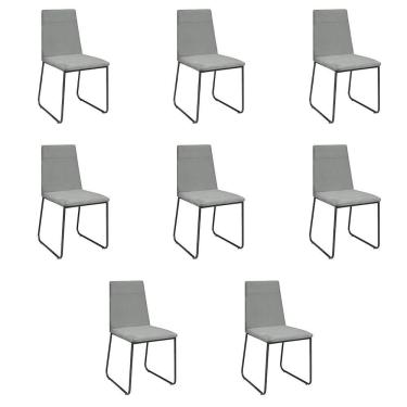 Imagem de Kit 8 Cadeiras De Jantar Cozinha Industrial Lexa Veludo Élpis Móveis Cinza Preta