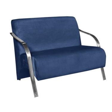 Imagem de Poltrona 2 Lugar Vênus Suede Braço Alumínio Azul Bic