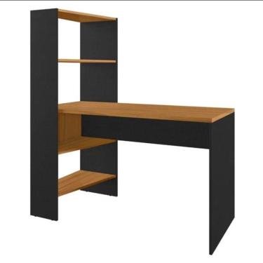 Imagem de Escrivaninha Office Com Estante Integrada Nt2105 Notável Preto Tx- Freijó Trend