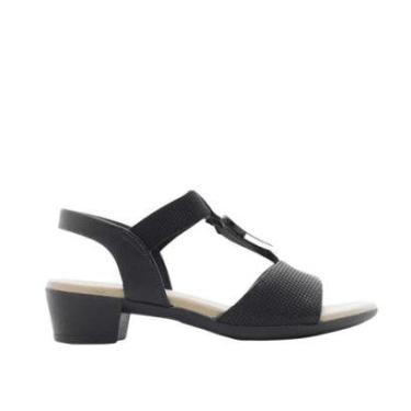 Imagem de Sandalia Usaflex Salto Baixo Calce Facil Ajuste Elastico Preto 39 BR-Feminino