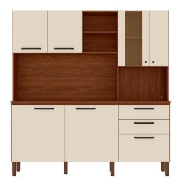 Imagem de Cozinha Compacta Com Tampo 182 Cm Mega Nogueira - Kit's Paraná