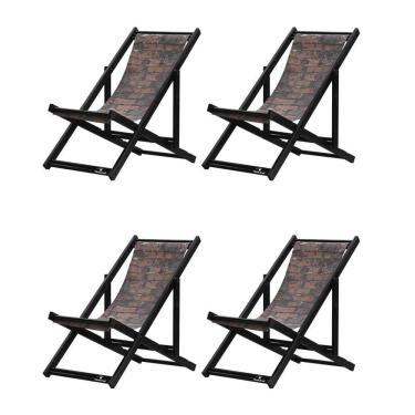 Imagem de Kit 4 Espreguiçadeiras Dobrável Black Sb-tijolo