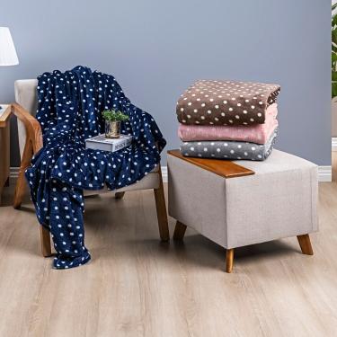 Imagem de Manta Estampada Petit Poá Casal Padrão 01 Peça - Marinho