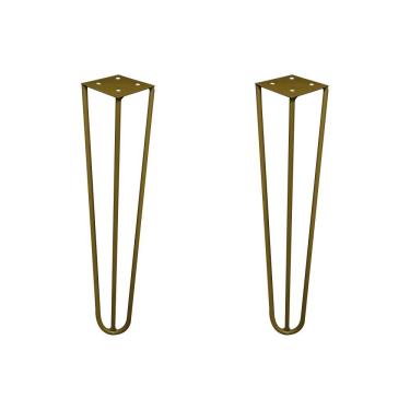 Imagem de Kit 2 Pés de Metal 30 CM Hairpin Legs Mesa de Canto Rack e Puffs Dourado