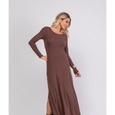 Imagem de Vestido Salvatore Fashion Longo Manga Longa Malha Feminino-Feminino