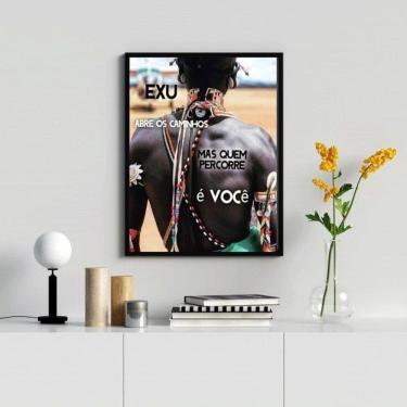 Imagem de Quadro Exu Abre Caminhos 24x18cm c/ Vidro - Moldura Preta