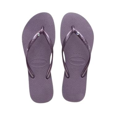 Imagem de Chinelo Havaianas Infantil Malva Slim Tira Metálica Casual Básico Tiras Brilhosas Roxo 4145651-Feminino