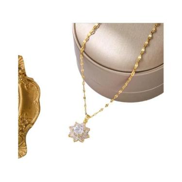 Imagem de Colar Feminino Com Pingente De Cristal De Zircônia Banhado a Ouro 18K,