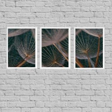 Imagem de Kit 3 Quadros Flor Dente De Leão 45X34Cm Com Vidro - Branca - Quadros 