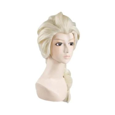 Imagem de Peruca Sintética De Cabelo Trançado Loiro E Castanho Da Princesa Elsa 