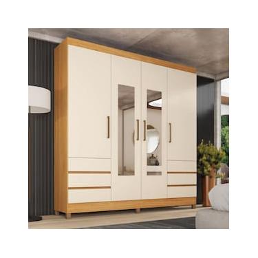 Imagem de Guarda-Roupa Casal Mônaco Demóbile 4 Portas 6 Gavetas com Espelho e Pés PVC