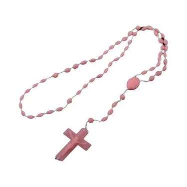 Imagem de 12/120 peças rosário de plástico contas cruz com colar de jesus catoli
