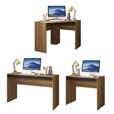 Imagem de Kit Conjunto Escritório Mesas Recta Marrom Caemmun