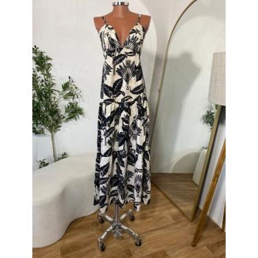 Imagem de Vestido Longo Viscolinho Alça Amarração Costa Nua Blogueira Soltinho V