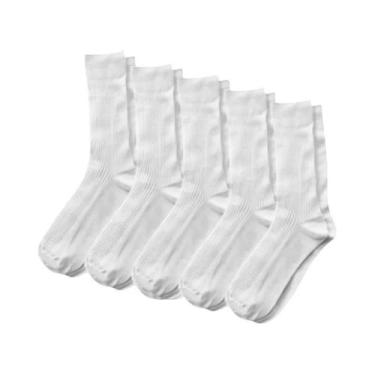 Imagem de Meias Sociais Masculinas plus Size De Algodão, 5 Pares, Pretas, Casuai