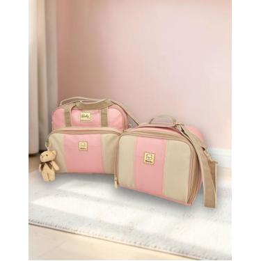 Imagem de Kit Bolsas Maternidade Média e Térmica Bebê Enxoval Menina Menina + Tr
