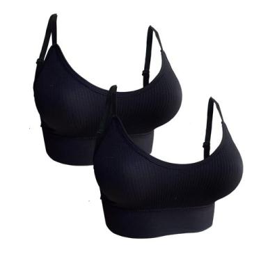 Imagem de Kit 2 Top Feminino Bojo Removível Alça Fina Confortável Liso - SOPHIA 