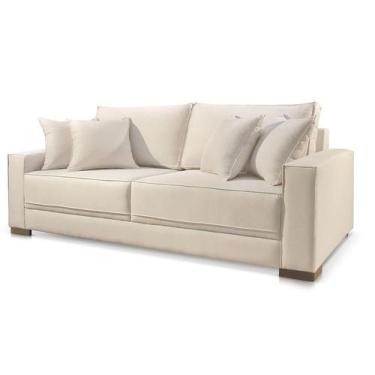 Imagem de Sofá Marrocos 3 Lugares Suede Bege Claro 2,40m Confortável - Poltjá Mo
